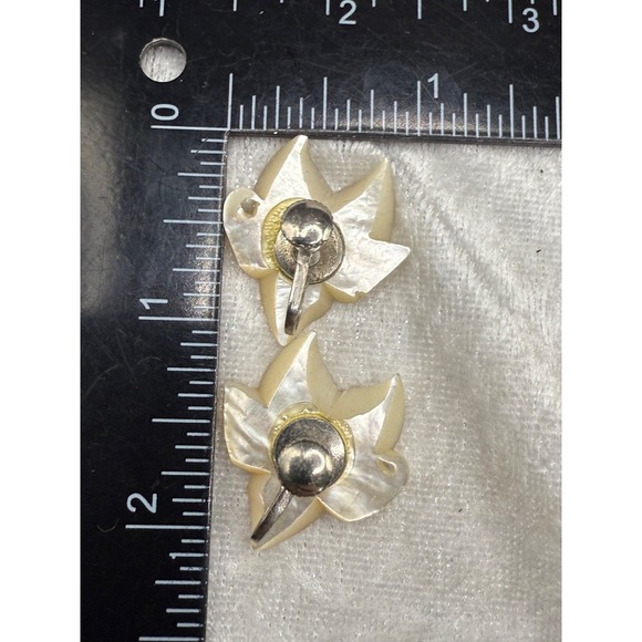 Vintage Mother Of Pearl Brooch Earrings Set Screw‎ Back - Picture 4 of 9